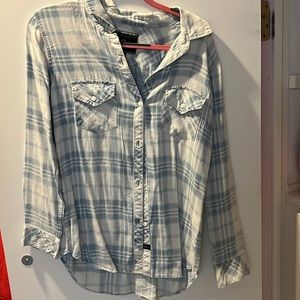 Rails light blue and white pattern flannel size M